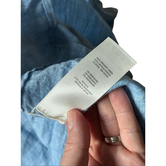 Aritzia Wilfred Decadence Linen Midi Dress Tiered size S Chambray Buoy Blue Shor - Picture 9 of 12